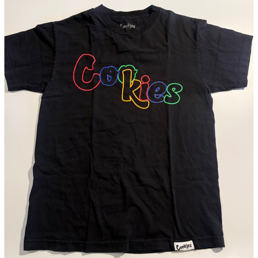 Cookies SF Mens Graphic T-Shirt Black Rainbow Logo Short Sleeve Size M